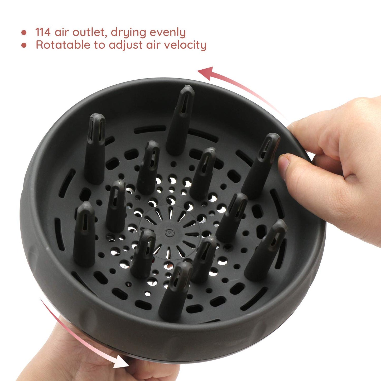 Segbeauty Hair Diffuser Adjustable Air Flow, Professional Deep Bowl Diffuser Attachment for Wavy Natural Thick Curly, Salon Frizz-free Fast Blow Dry Diffuser Attachment with 1.57-1.97in Nozzle (Red)