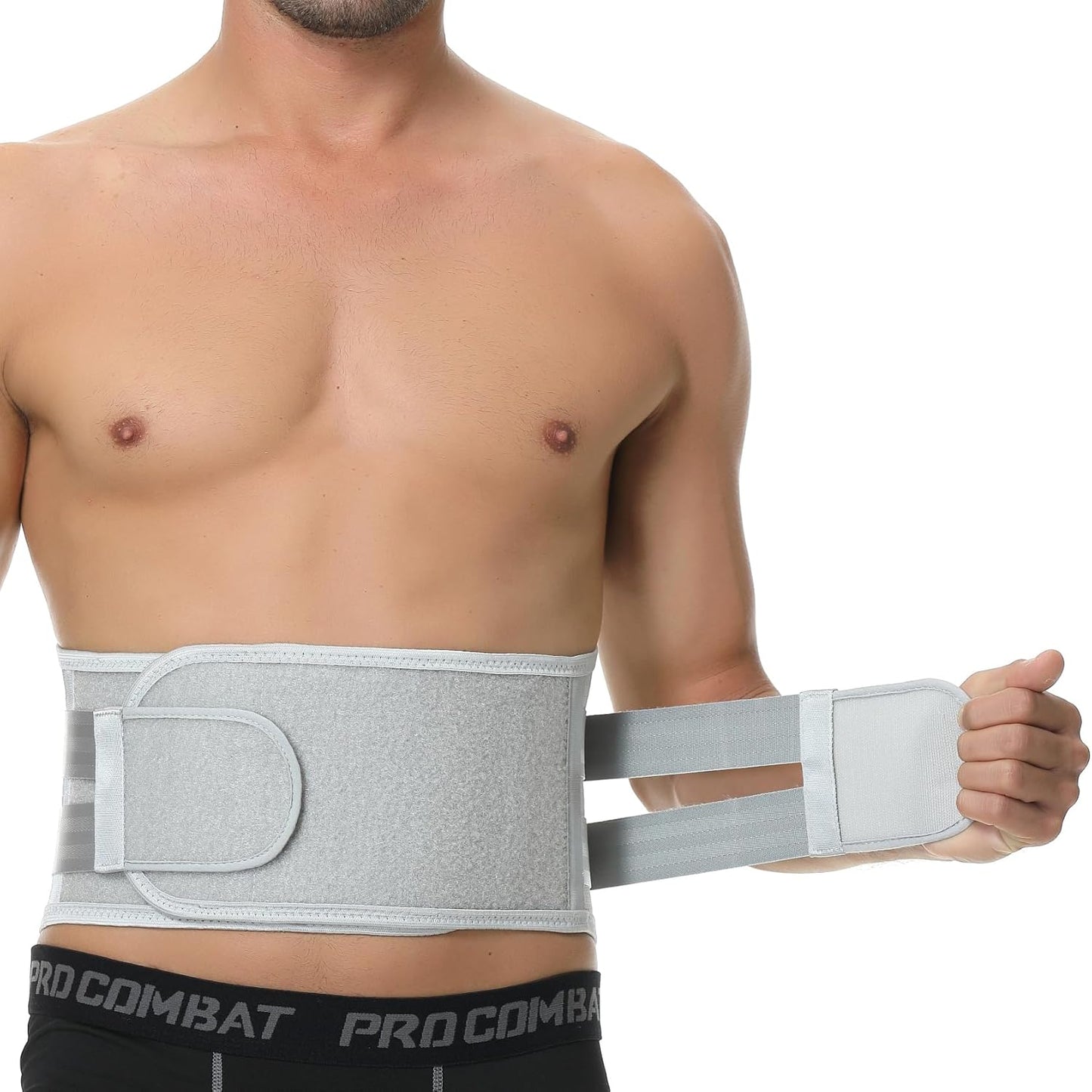 NeoTech Care Back Support Belt - Breathable & Adjustable Lower Back Brace - Double Pull Compression Straps (Grey, Size S)