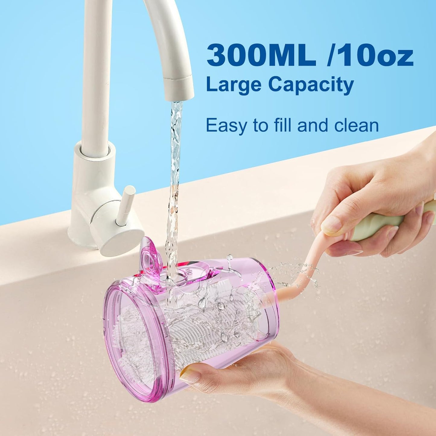 Water Flosser for Teeth, 300ML Cordless Oral Irrigator Rechargeable Dental Flosser Picks with 5 Modes 5 Jet Tips,IPX7 Waterproof Teeth Cleaner for Braces Gum Care, Home Travel Use