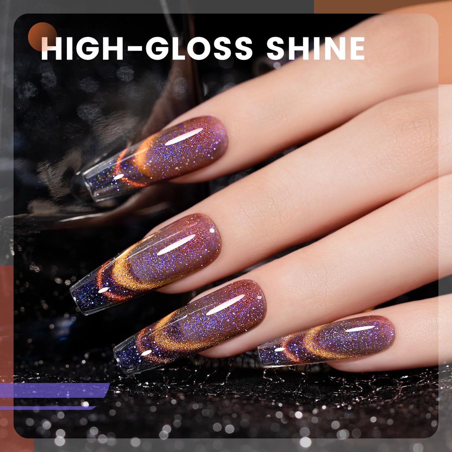 RARJSM 9D Chameleon Glass Cat Eye Gel Nail Polish Set 6Pcs Pink Purple Blue Green Yellow Multi Color Cateye Galaxy Shimmer Gradient Effect with Magnetic Stick UV LED Curing Require Home Salon