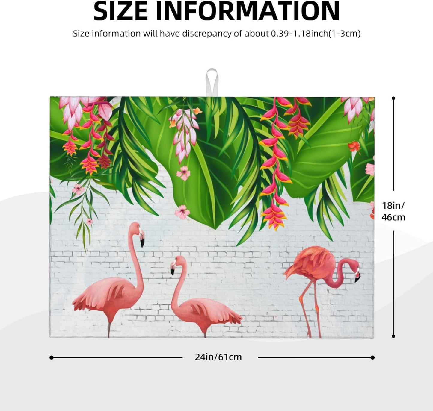 Flamingo Dish Drying Mat For Kitchen Counter Absorbent Large Kitchen Fast Dry Pad Reusable Washable Protector Rack Large Mat 18 X 24