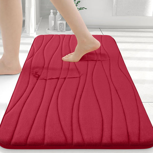 Buganda Memory Foam Bathroom Rug Mat 36x24, Extra Soft and Absorbent Bath Mats, Non-Slip and Machine Washable Bath Rugs for Bathroom Floor,Tub and Shower, Red