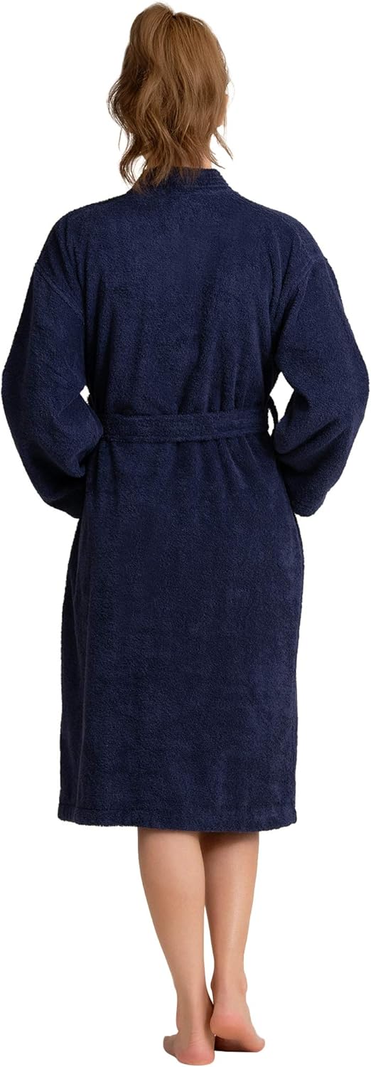 Soft Touch Linen Women's Robe Terry Cloth Kimono Bathrobe Thick 100% Cotton