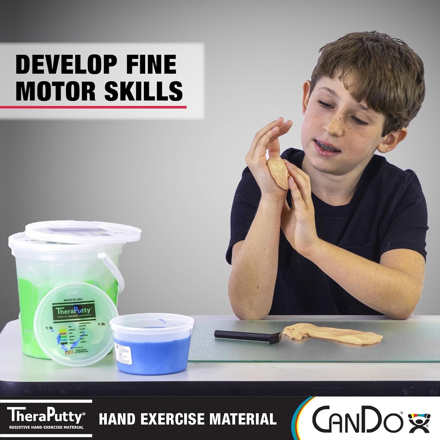 CanDo Theraputty Plus Hand Exercise Putty for Rehabilitation, Exercises, Hand Therapy, Hand Strengthening, Stress Relief - Tan 2 oz XX-Soft