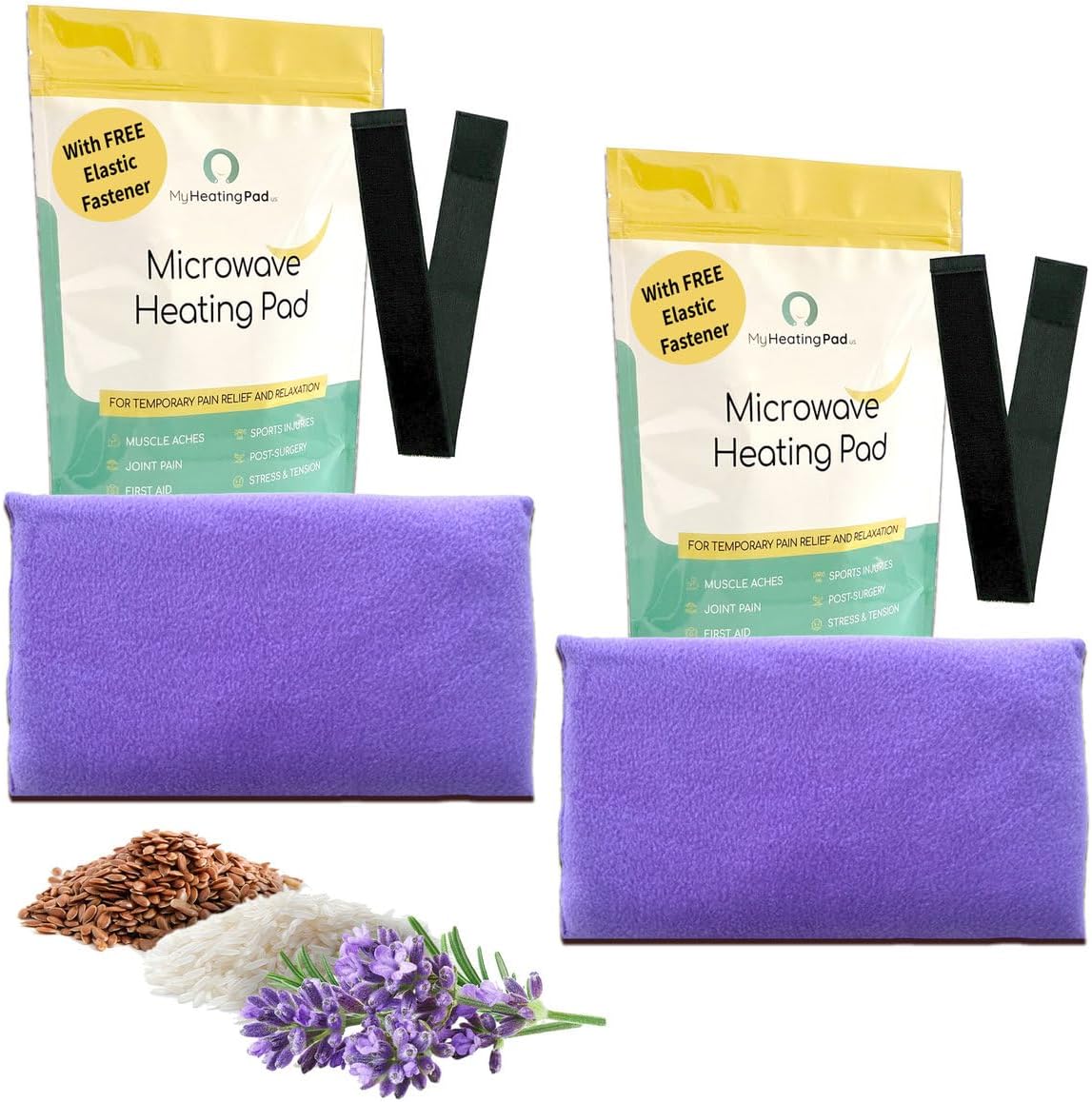 Microwavable Heating Pads for Lower Back, Neck, and Shoulder Pain Relief - Moist Microwave Heating Pad for Muscles and Joints - Microwave Hot Pack Heat Pad for Cramps - 2 Packs Purple - Lavender Scent