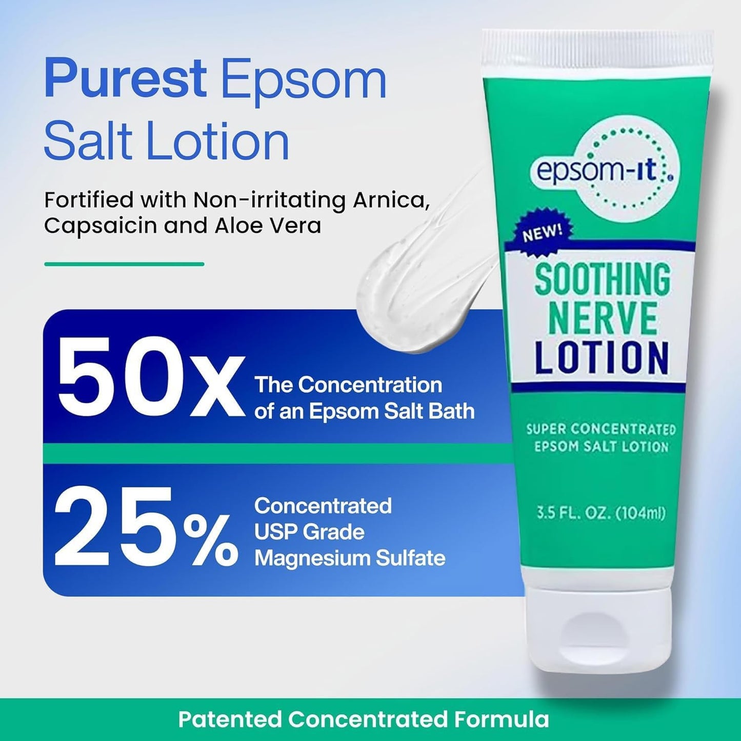 EPSOM-IT Calming Foot Lotion - Topical Magnesium Cream for Tired Feet & Ankles, Epsom Salt Magnesium Sulfate Rub, Soften Tough Skin & Cracked Heels, Stiffness in Legs, Knees and Feet, 3.5oz, 3-Pack