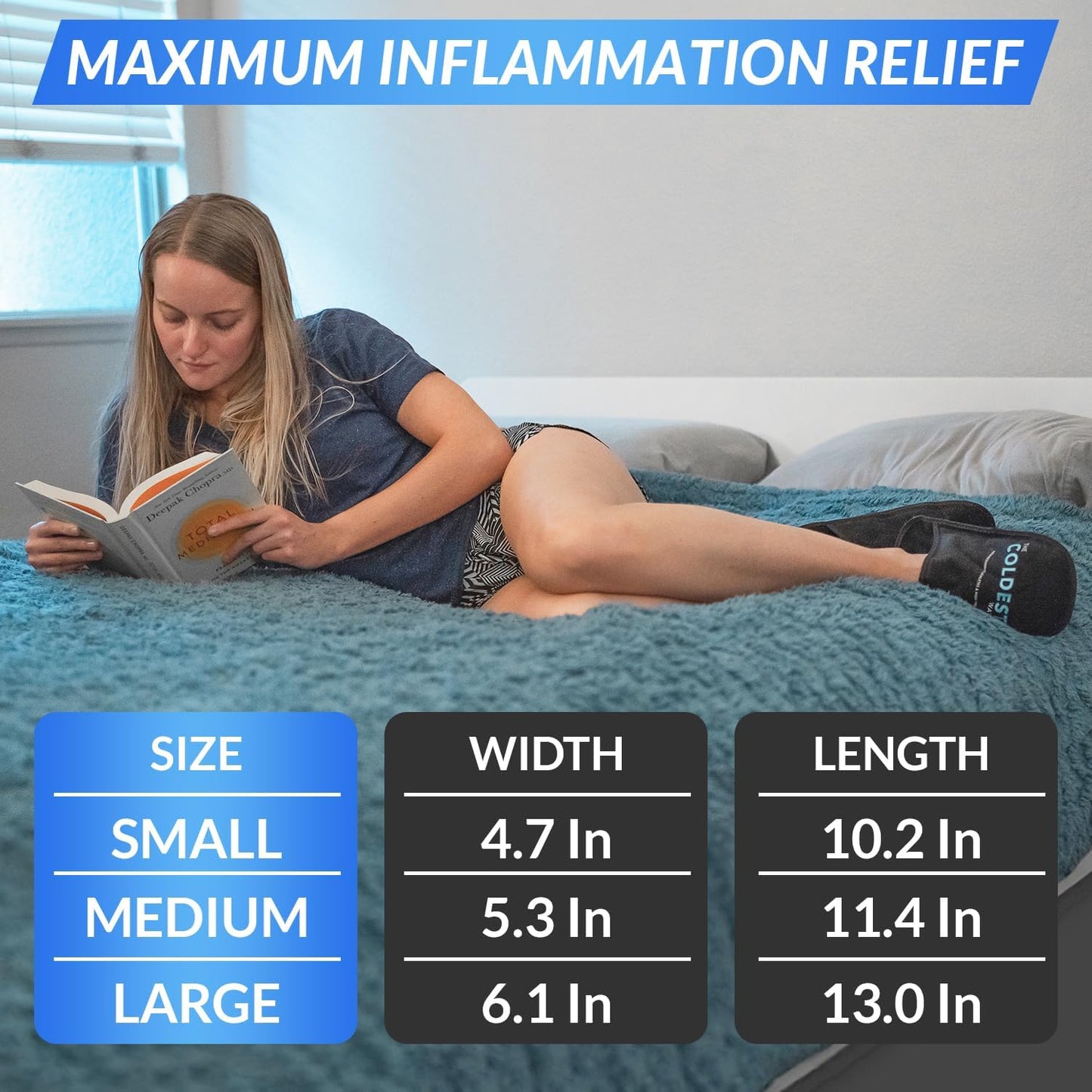 THE COLDEST WATER Ice Pack Slippers - Reusable Gel Ice Packs Slippers for Arthritis Feet/Plantar Fasciitis/Foot Injuries/Chemo/Swelling & More - Hot/Cold Therapy Foot Wraps for Pain Relief (2 Pack)