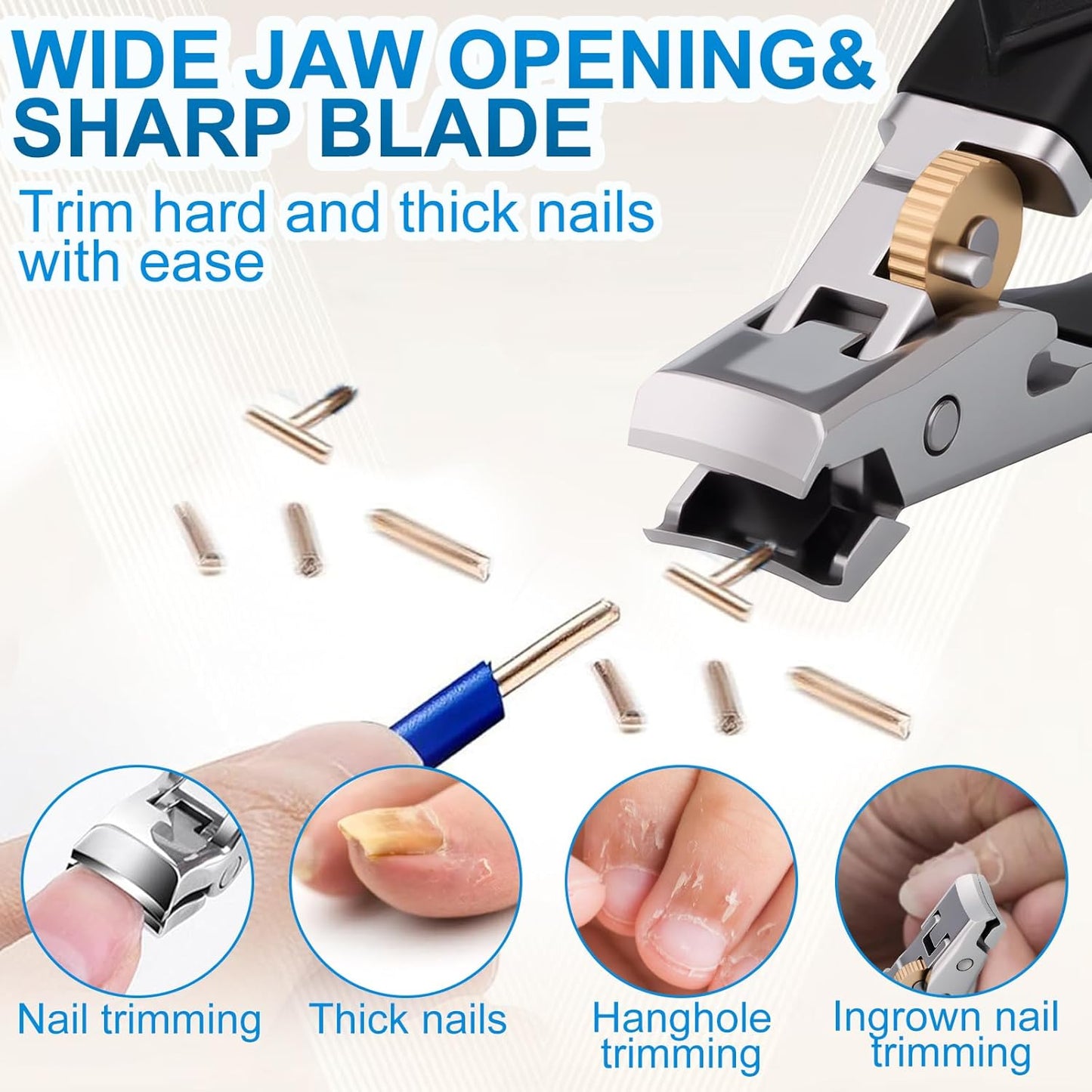 Fanyil Orthoclip, Toenail Clippers for Thick Toenails for Seniors, Wide Jaw & Angled Tip Clippers for Thick & Ingrown Toenails, Ultra Sharp Slanted Nail Clippers with Long Handle for Men Women