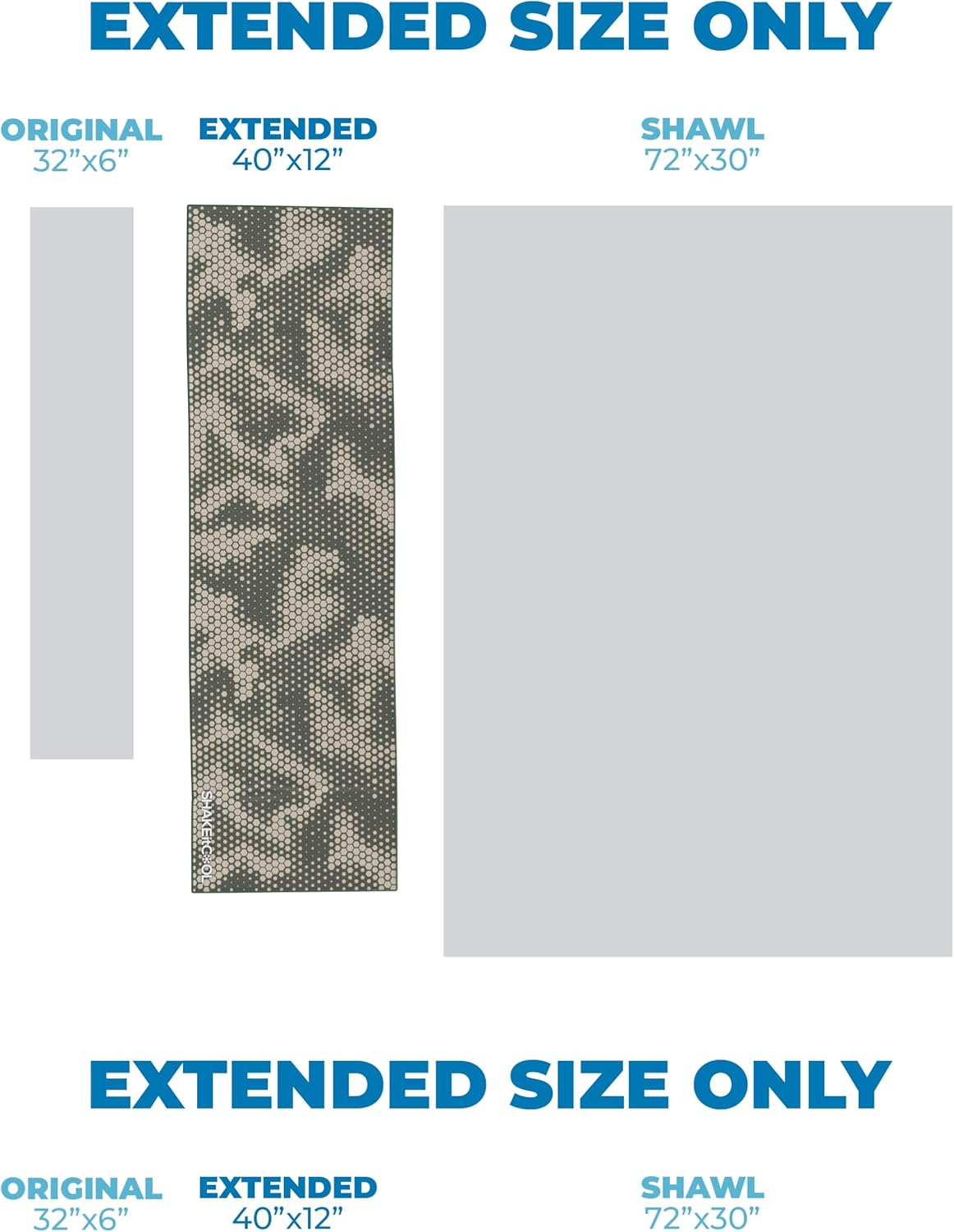 SHAKEitCOOL Extended Size Cooling Towel – Be Cool in Style - Heat Relief, Soft, Lightweight, Sun Protection, Easy Clean - Perfect for Biking, Hiking, Running, Yoga, Golf, Gardening - Green Camo M