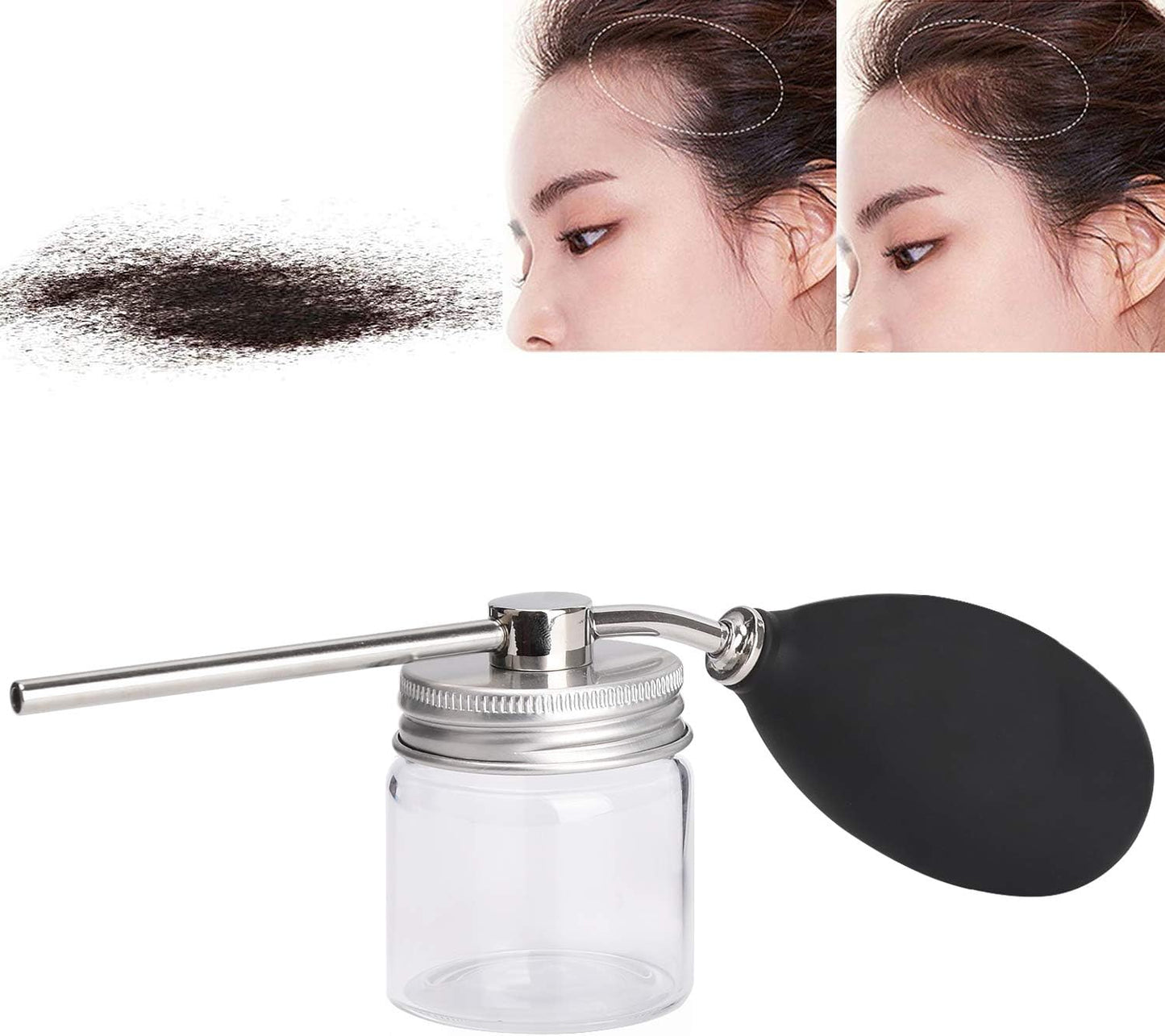 Noverlife Powder Spray Bottles, 12.5G Hairdressing Tools Hair Building Fiber Spraying Bottle, Powder Duster Applicator Nozzle Pump Hair Loss Sprayer Atomizer, Dry Glitter/Mica Spray Pump Dispenser