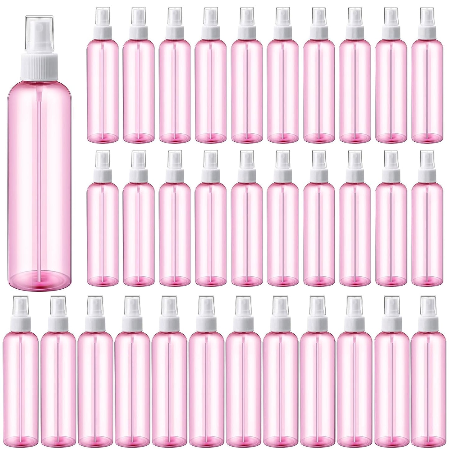 Eccliy 32 Pcs 8 oz Spray Bottles Fine Mist Cleaning Bottles Clear Empty Plastic Travel Sprayer Refillable Sprayer with Cap for Cleaning Solutions Oils Travel Perfumes(Pink,Clear)