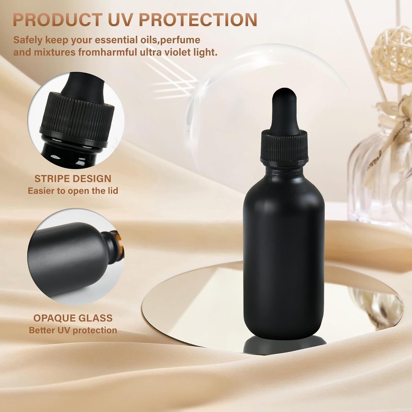 12 Pcs, 2oz Dropper Bottle, Black Glass Eye Dropper Bottle, Tincture Bottles with Dropper, Pretty Finish, Leak-Proof Design, Stronger Suction for All Kinds of Mixed Liquids