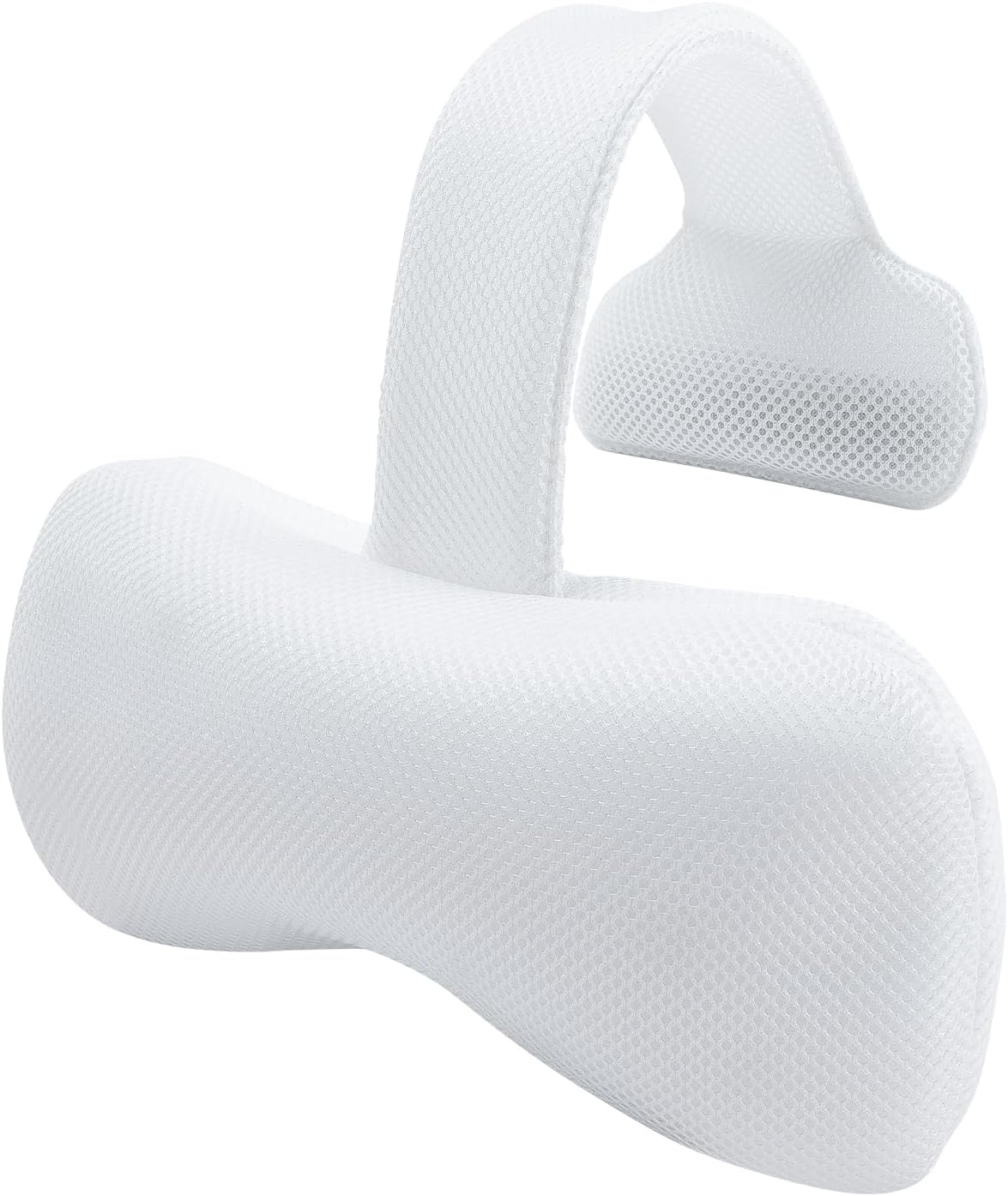 Spa Tub Headrest Pillow, Universal Spa Neck Pillow for Outdoor Hot Tub, Chaise Lounge, Comfortable Head and Neck Support Pillow Cushion with Adjustable Strap，White