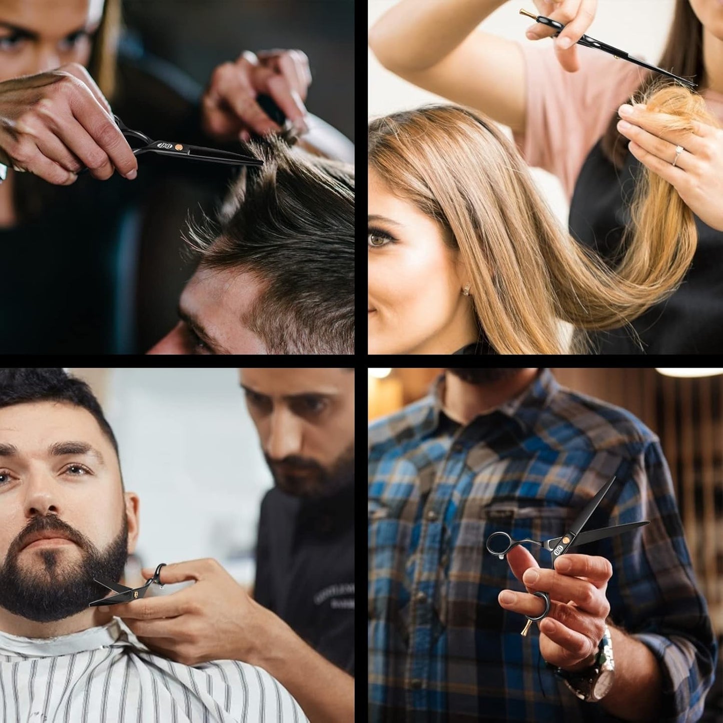 CIICII Hair Cutting Scissors, 6.5 Inch Professional Hair Scissors Set (Hair Cutting Shears Beard Trimming Grooming Haircut Kit) Right Left Handed Barber Shears for Home Salon DIY Hairdressing