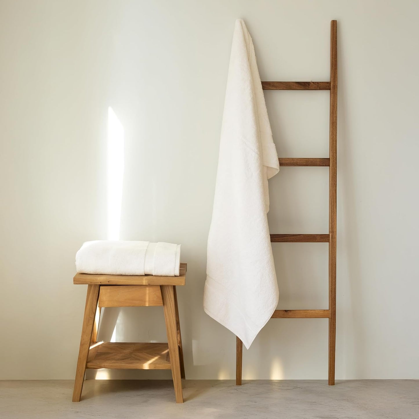 SALBAKOS 100% Turkish Cotton Extra Large Bath Sheet Set of 2 35x70 inch | Heirloom Quality | Hotel & Spa Collection | Soft, Absorbent Oversize Bath Towels | Made in Turkey (Ivory, 2 Bath Sheets)