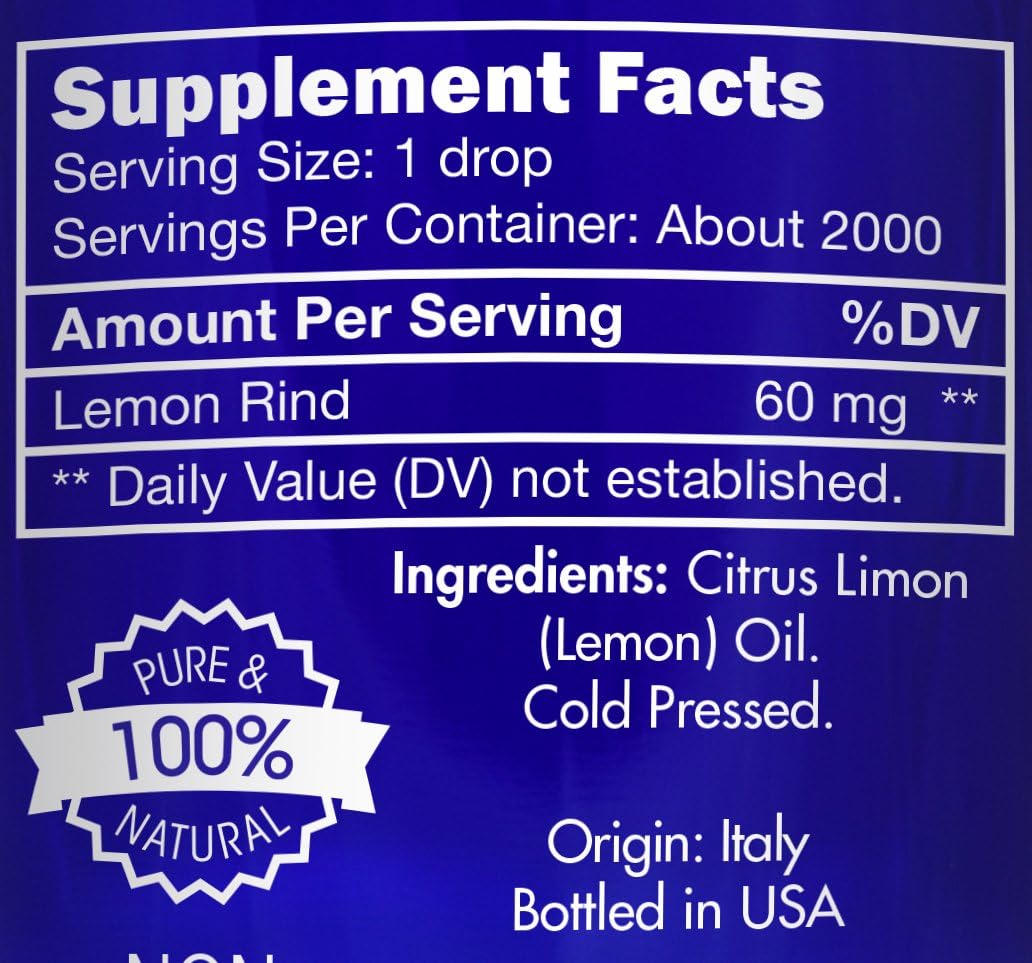 Lemon Essential Oil, Food Grade, for Cooking, Baking – 100% Pure, Lemon Oil, by Zongle Therapeutics, 4 OZ