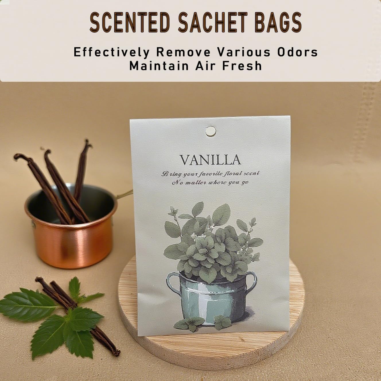 Vanilla Scented Sachet Bags - 12 Pack Home & Car Freshener, Odor Eliminator for Closets, Rooms, Drawers, Wardrobes, Toilets, Long - Lasting 360 - Day Fragrance