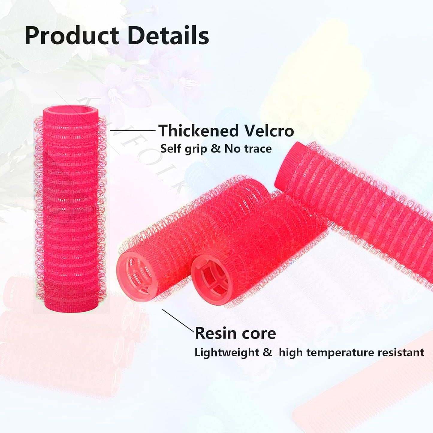 18PCS Self Grip Small Hair Curlers Heatless Roller Hair Curlers Pro Salon Hairdressing Curler DIY Curly Hairstyle Hair Rollers Tools Rat Tail Comb for Women Medium Short Hair(Red)