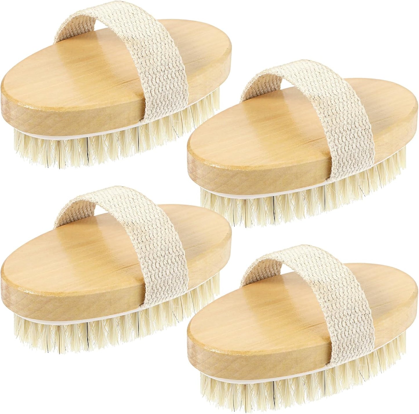 4pcs Dry Brushing Body Brush, Natural Bristle Dry Skin Exfoliating Brush Body Scrub for Flawless Skin, Cellulite Treatment, Lymphatic Drainage and Blood Circulation Improvement
