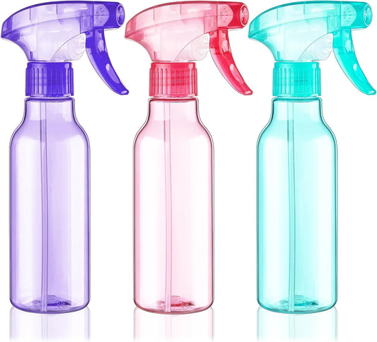 Cosywell 3 Pack Plastic Spray Bottles 8.8oz/260ml Empty Spray Bottle for Cleaning Mist/Stream Heavy Duty Water Spraying Bottle for Cooking Solutions Essential Oils Hair Care(Green Pink Purple)