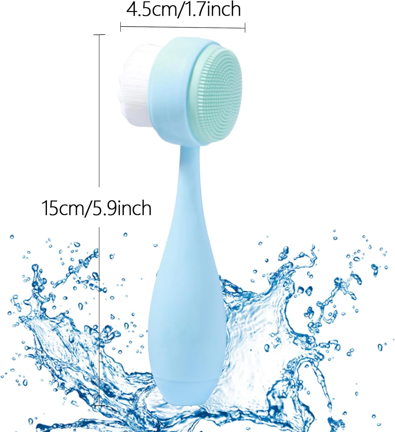 Face Brush 2 in 1, Facial Cleansing Brush Double Sides, Facial Exfoliation Scrub Brush Silicone Manual Face Scrubber Brush for Gentle Deep Pore Cleansing, Skincare (Sky Blue, 1 Pack)
