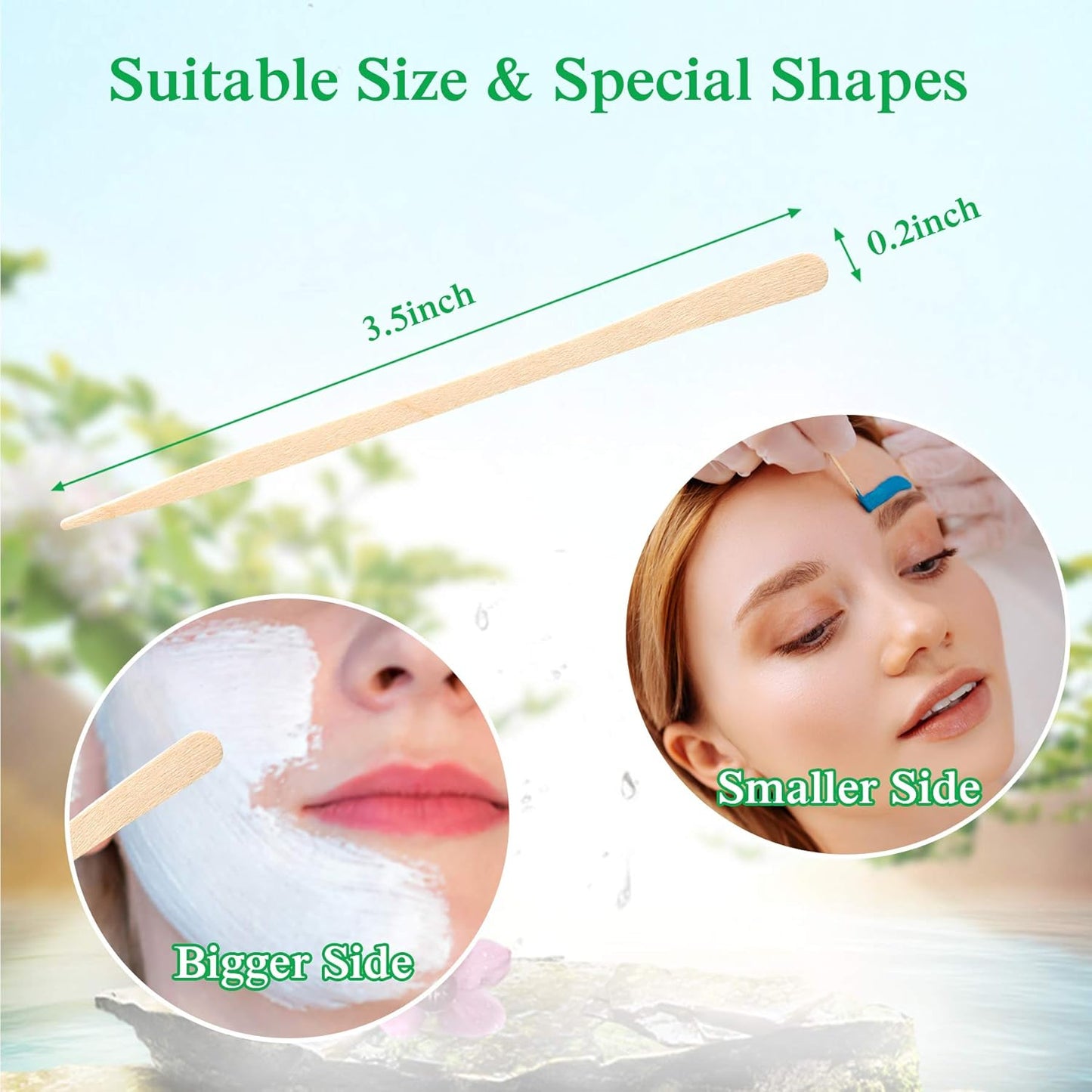 JANYUN 200 Pcs Eyebrow Wax Sticks Wax Applicator, Wood Wax Spatulas for Face and Small Hair Removal Sticks (Without Handle)