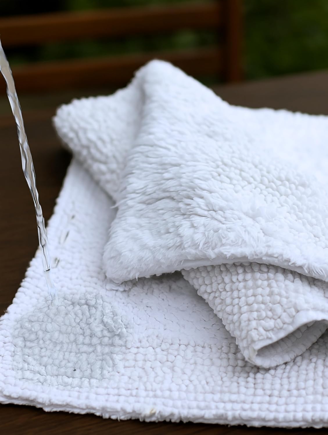 THE BEER VALLEY Bath Rugs Set 2 Piece White Cotton Tufted Reversible Washable Bath Mats for Bathroom Floor| Quick Dry Bathroom Mat for Tub Spa Shower Toilet| Entry Way Door Mats|21x32 & 17x24 Inches