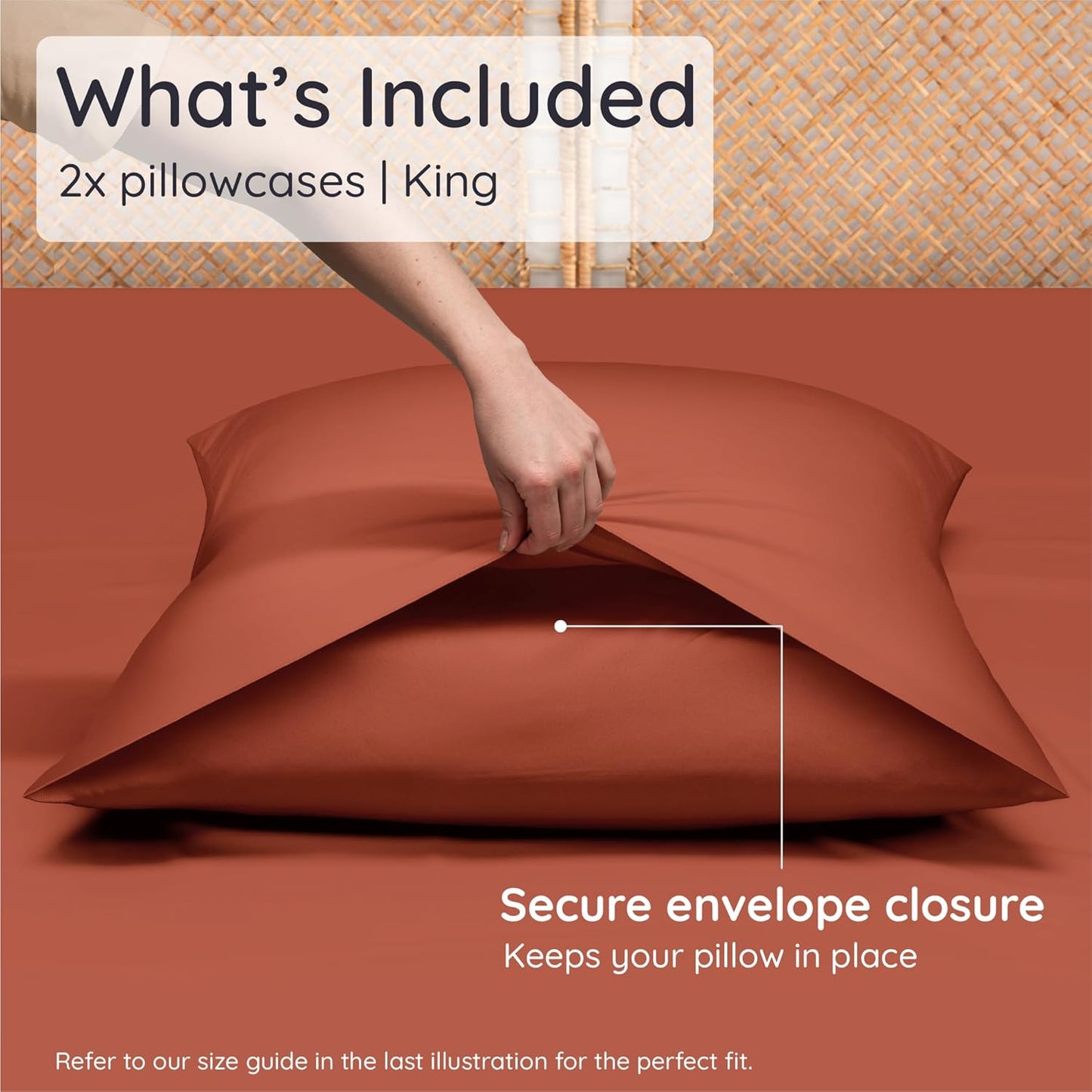 Bambaw 100% Viscose Derived from Bamboo Pillowcases King Size – Set of 2 Cooling Pillow Cases King with Envelope Closure, Soft & Cool Pillow Cases for Hot Sleepers (Terracotta)