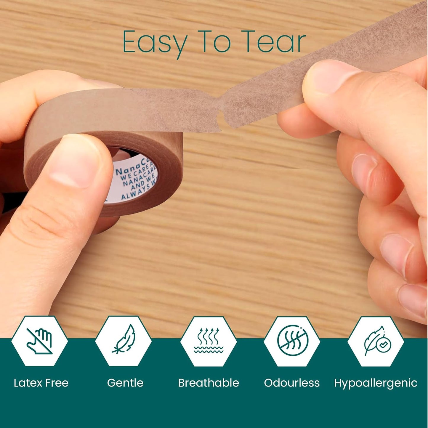 Tan Surgical Tape 0.5" x 11yd (6 Rolls) +10pc Gauze Pads | Microporous Micropore Tape | Skin Coloured Nose Tape|Medical Tape for Skin, Dressings,Face, Wound Care | First Aid Bandage Tape