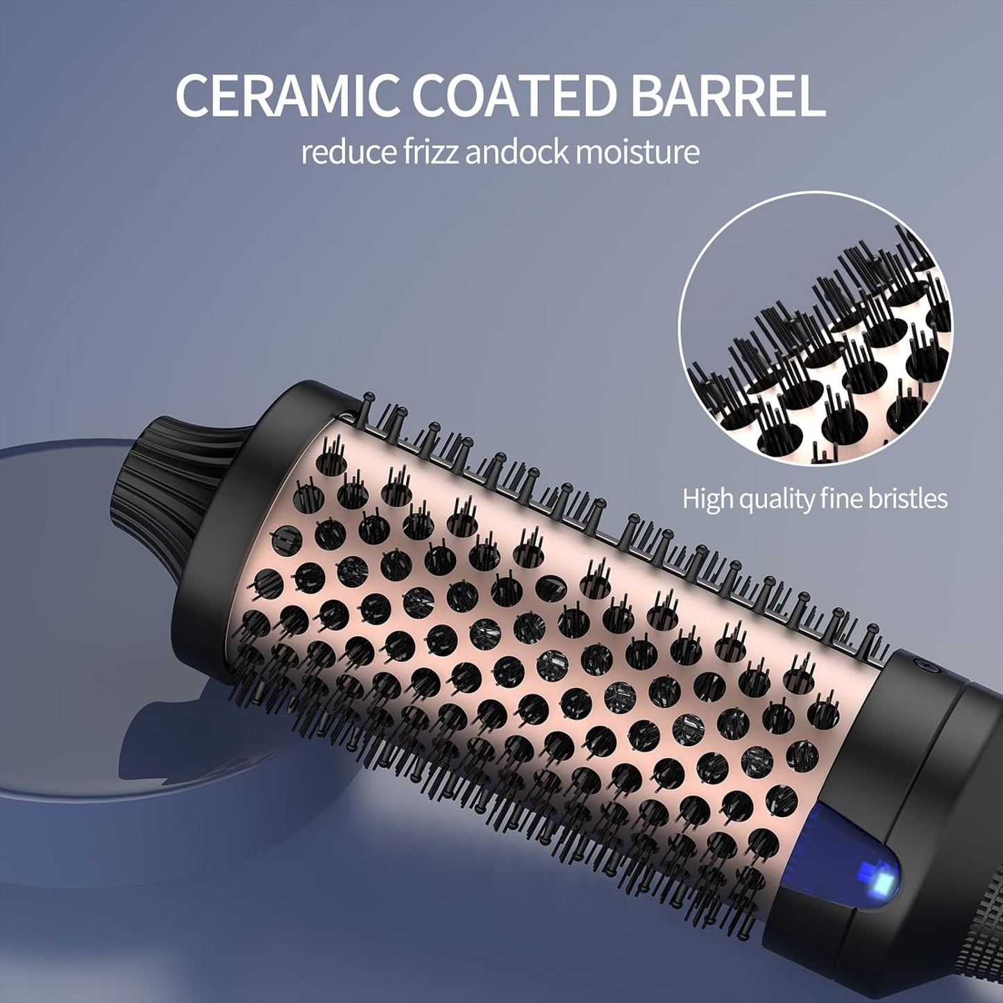 K&K 1.77 Inch Heated Curling Brush with Ceramic Tourmaline Ionic Technology for Volumizing and Loose Curls (Black)