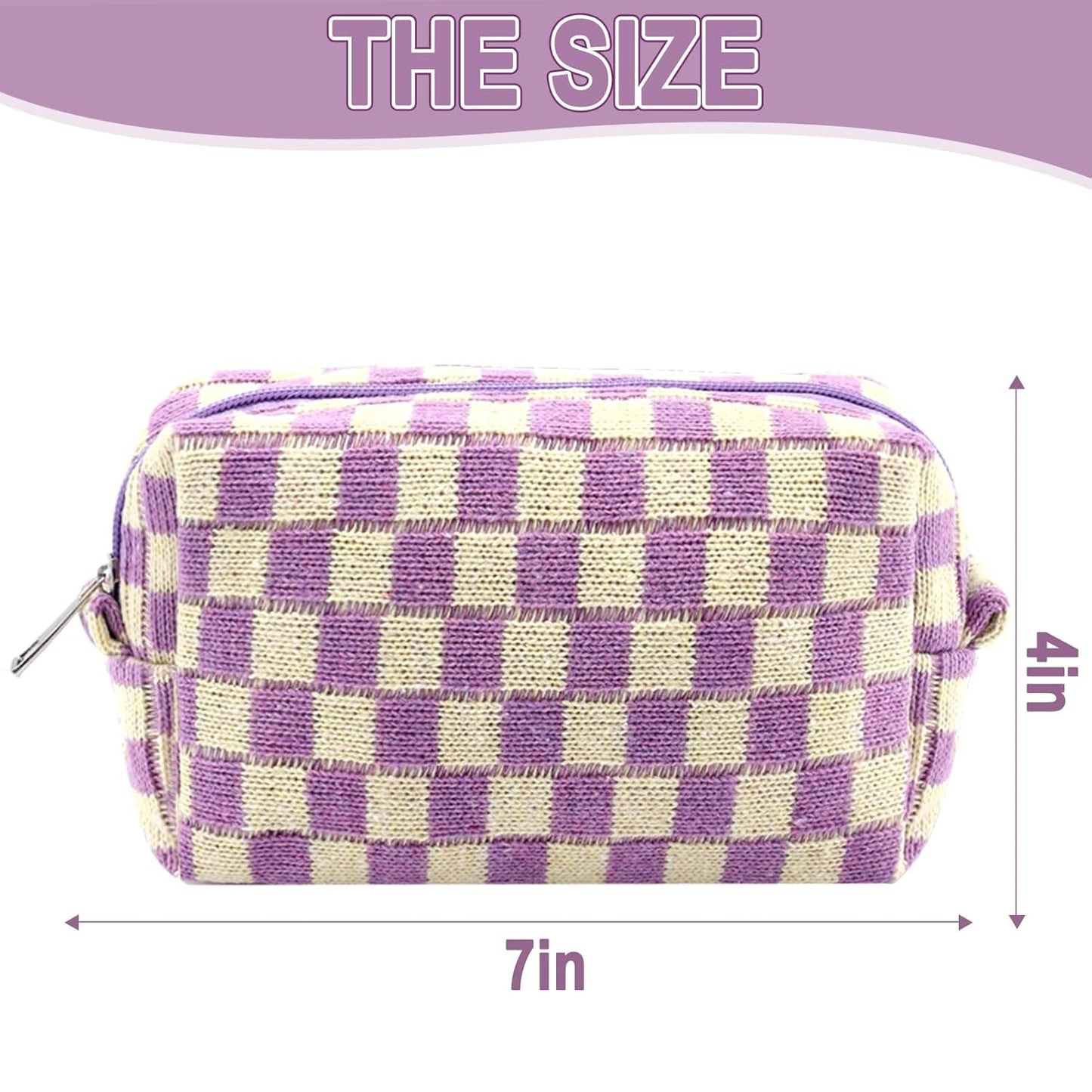 ZLFSRQ 6Pcs Checkered Pencil Case Cute Pencil Pouch for Teens Checkered Makeup Bag Colorful Medium Travel Cosmetic Bag Pink Makeup Pouch for Purse Aesthetic Trendy Zipper Toiletry Bags Organizer