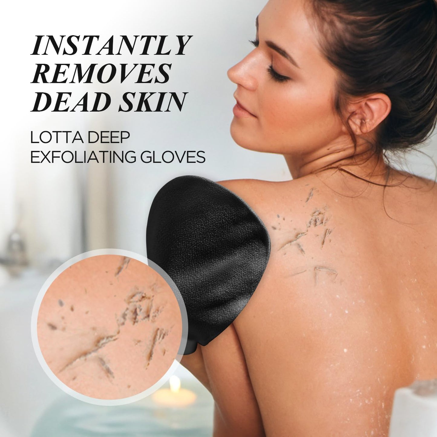 LOTTA Exfoliating Gloves for Dead Skin Removal & Skin Cell Renewal, Vegan Viscose Body Scrubber Mitt for Self-Tanning & Keratosis Pilaris, Kessa Korean Washcloth for Bath