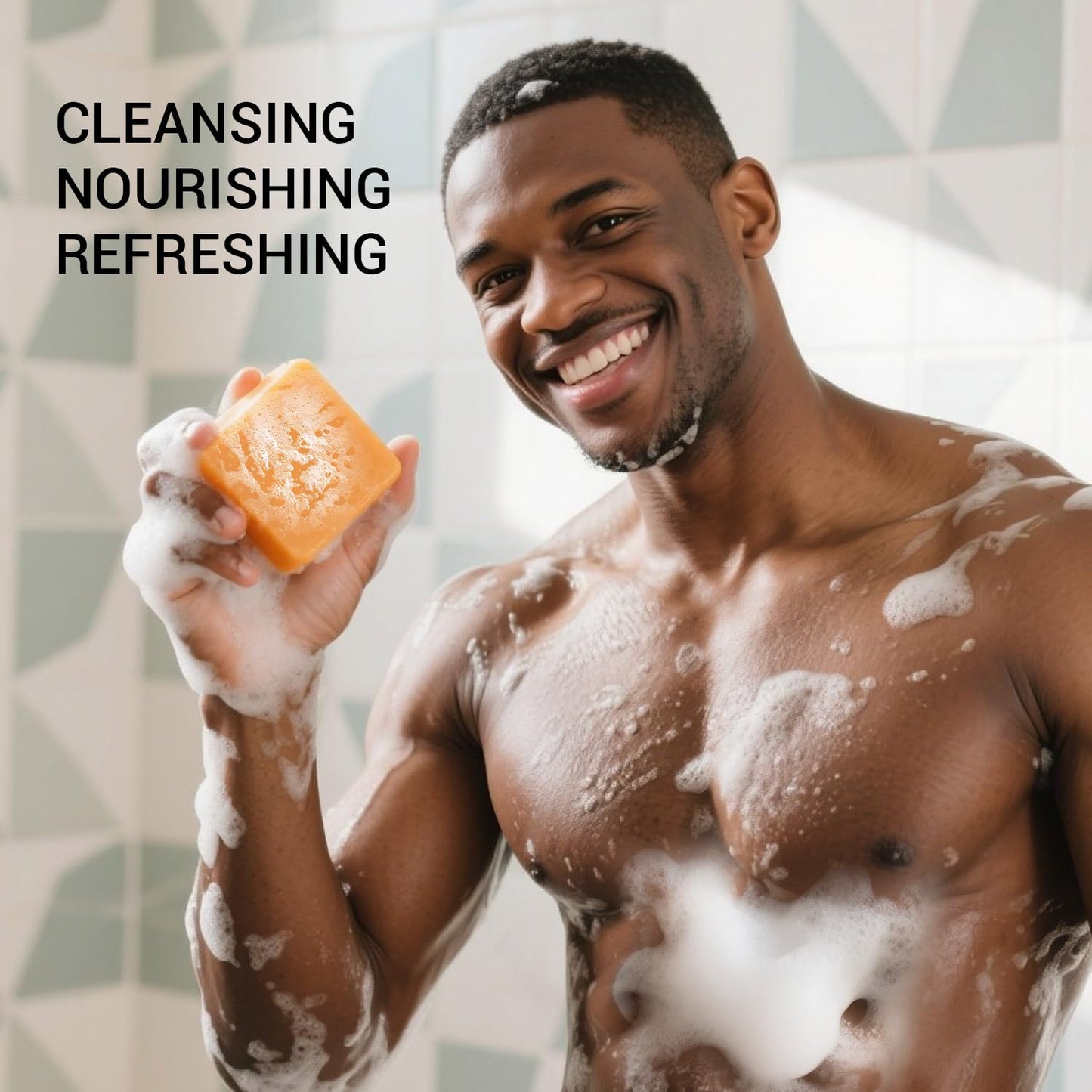 Rinse & Robust Mens Bar Soap 4Pcs Natural Soap Bar Set with Tea Tree & Glycerin, Moisturizing Face Body Hand Beard Wash, Citrus Scent Gift for Men | 5.3 oz of 4 Bars