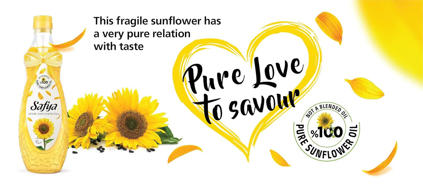 Safya - 100% Pure Sunflower Oil, (3 L) 101.4 Fl Oz