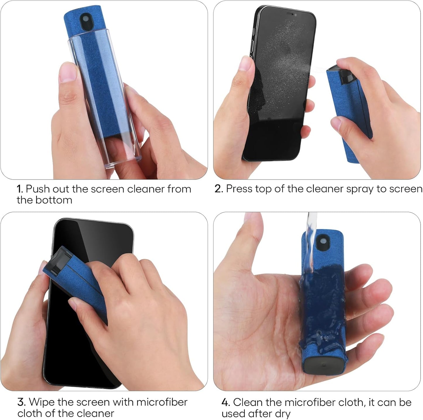 Fingerprint Proof Screen Cleaner,3 in 1Touchscreen Mist Cleaner Spray Wipe Cleaner,Safe for All Phones, Computer, Laptop, Tablet and Car Screen(Grey Blue)