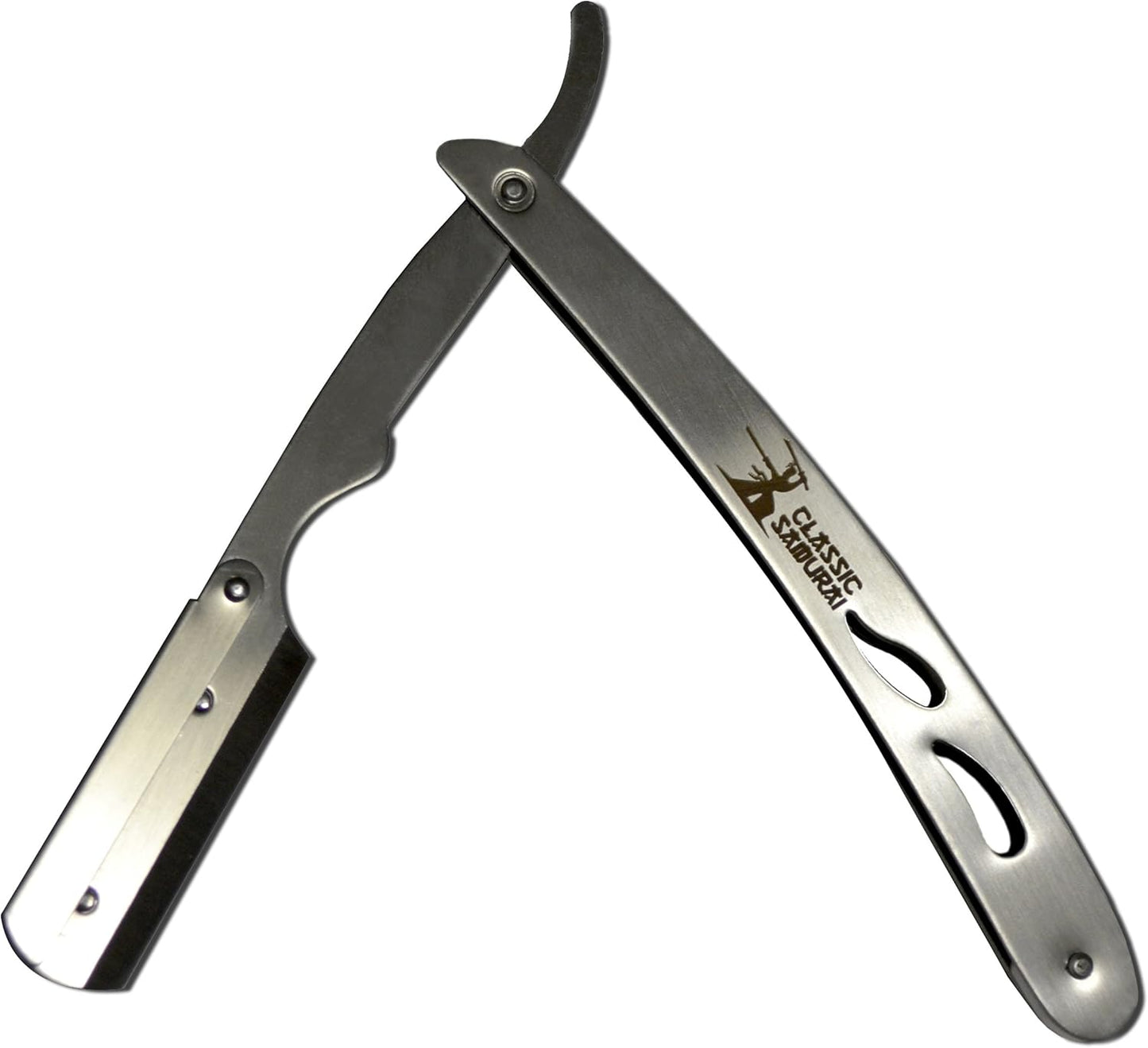 CS-102 Stainless Steel Professional Barber Straight Edge Razor with 100 Lord Single Edge Razor Blades (Silver Metal)