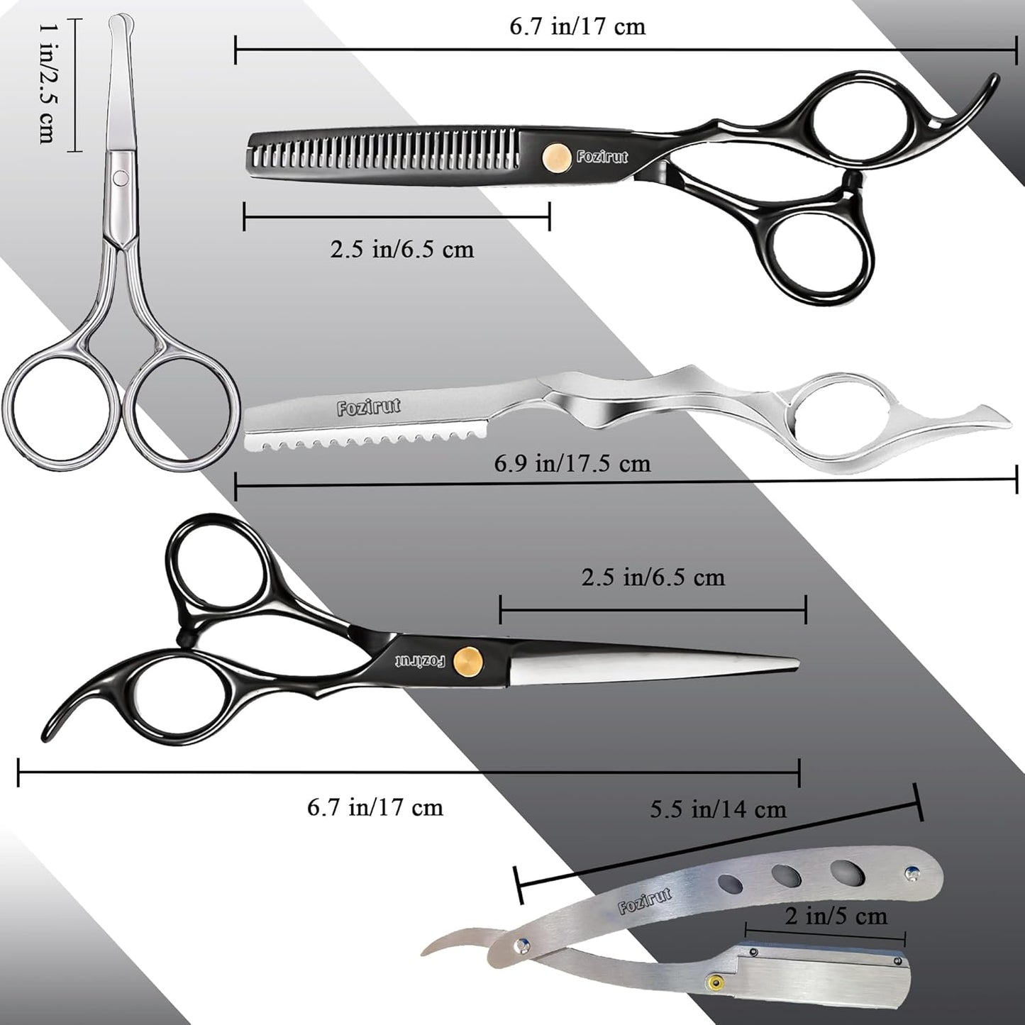 Professional Barber Scissors Set - Hair Shears Kit, Thinning Shears for Salon Haircut & Bang Trimming