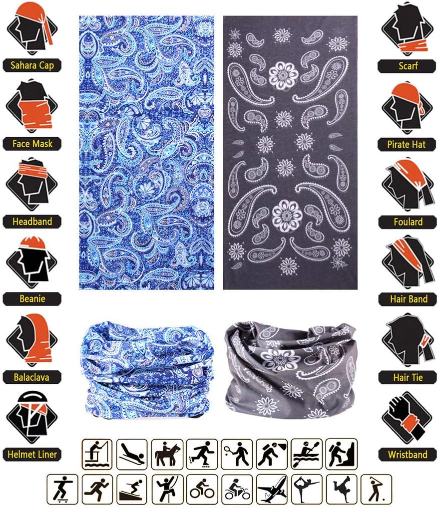 Headband Neck Gaiter Head Wrap Headwear Face Mask Magic Scarf Bandana for Men and Women