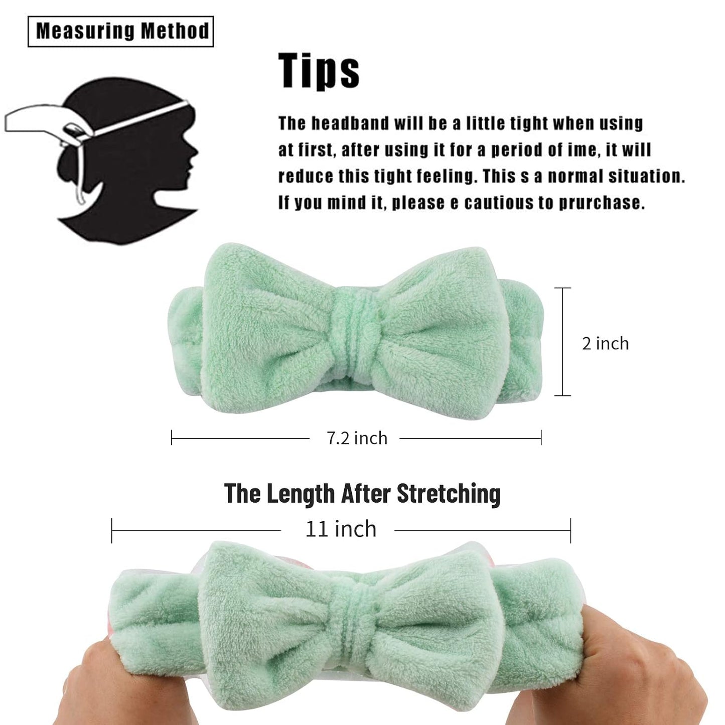 Casoty 6 Pieces Bow Hair Band Spa Headband for Washing Face Terry Cloth Makeup Headband for Face Washing Shower Skin Care Yoga Spa Party Supplies for Women Girls