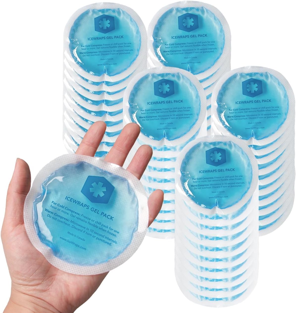 ICEWRAPS Reusable Hot & Cold Gel Packs - 50 Pieces with Cloth Backing (50 Pack)