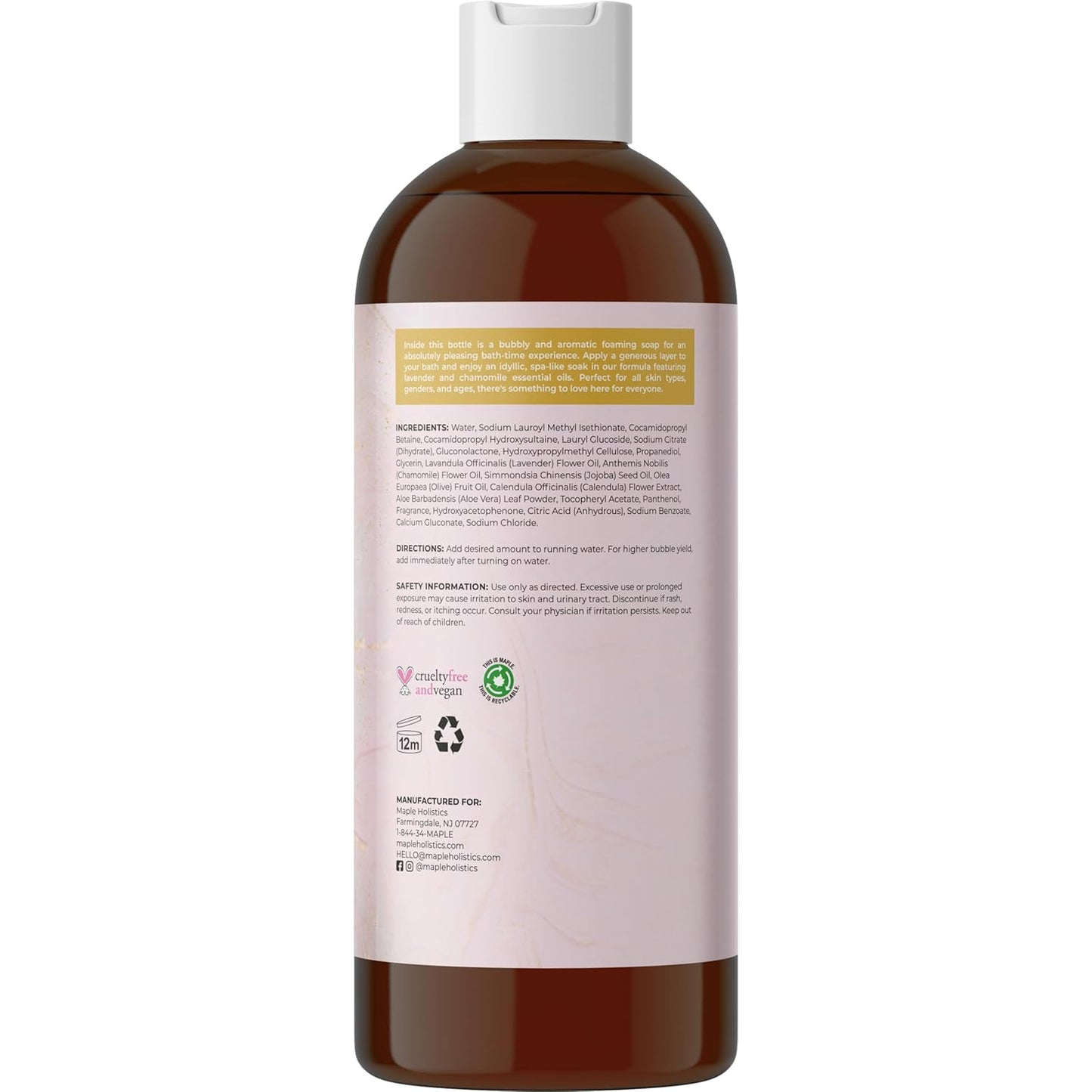 Luxurious Lavender Bubble Bath for Women - Sulfate Free Lavender Vanilla Bath Bubbles for Women Relaxing Bath Foam with Chamomile Calendula and Sage - Aromatherapy Bubble Bath Foaming Bath Oil for tub