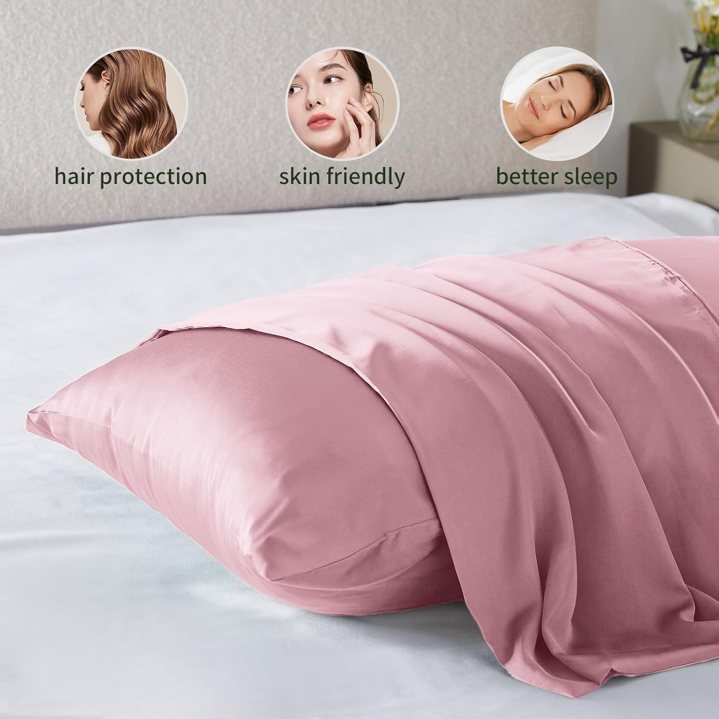 Silk Pillowcase for Hair and Skin Mulberry Silk Pillowcase Soft Breathable Smooth Both Sided Natural Silk Pillowcase with Zipper Beauty Sleep Silk Pillow Case 1 Pack for Gift (Standard, Pink)