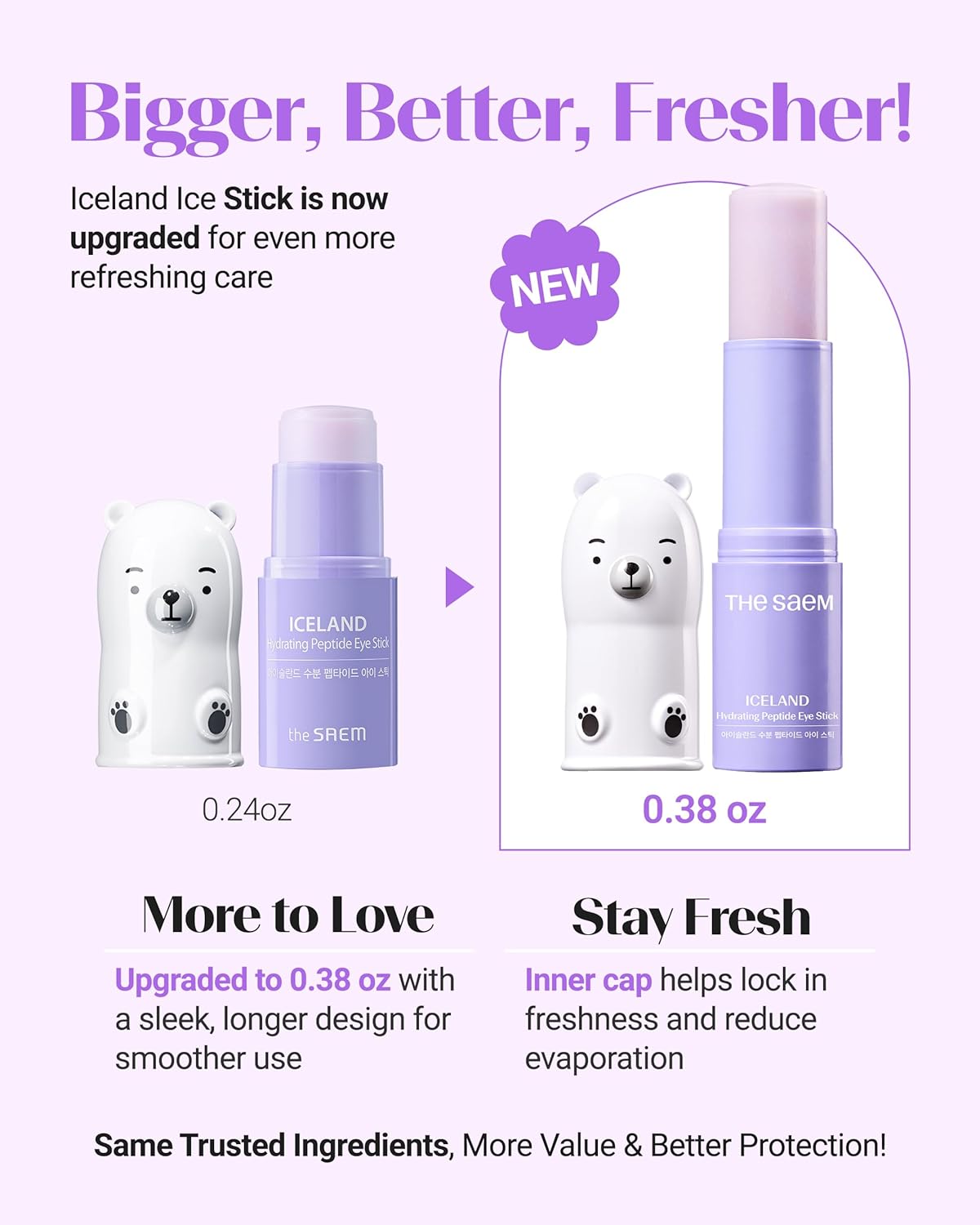 THESAEM Iceland Hydrating Peptide Eye Stick 0.38 oz - Elasticity, Cooling, Moisturizing Eye Balm for Loose Skin – Under Eye Treatment - Balm to Smooth Skin Texture - Daisy Flower Scent