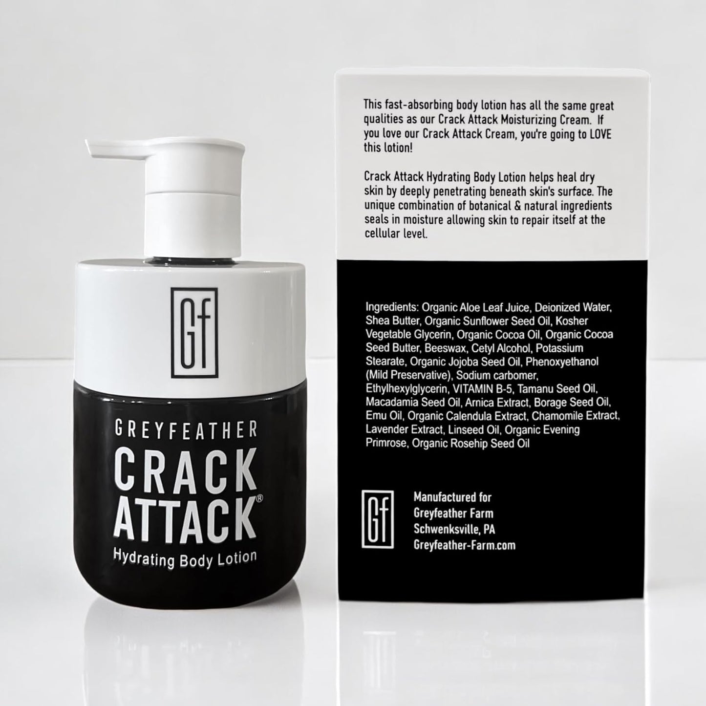 Crack Attack Hydrating Body Lotion for Dry Cracked Skin – Fast Absorbing, Mint Scented, Non-Greasy Moisturizer with Aloe, Shea Butter, Emu Oil, Tamanu – Heals Hands, Feet, Elbows, Full Body Repair