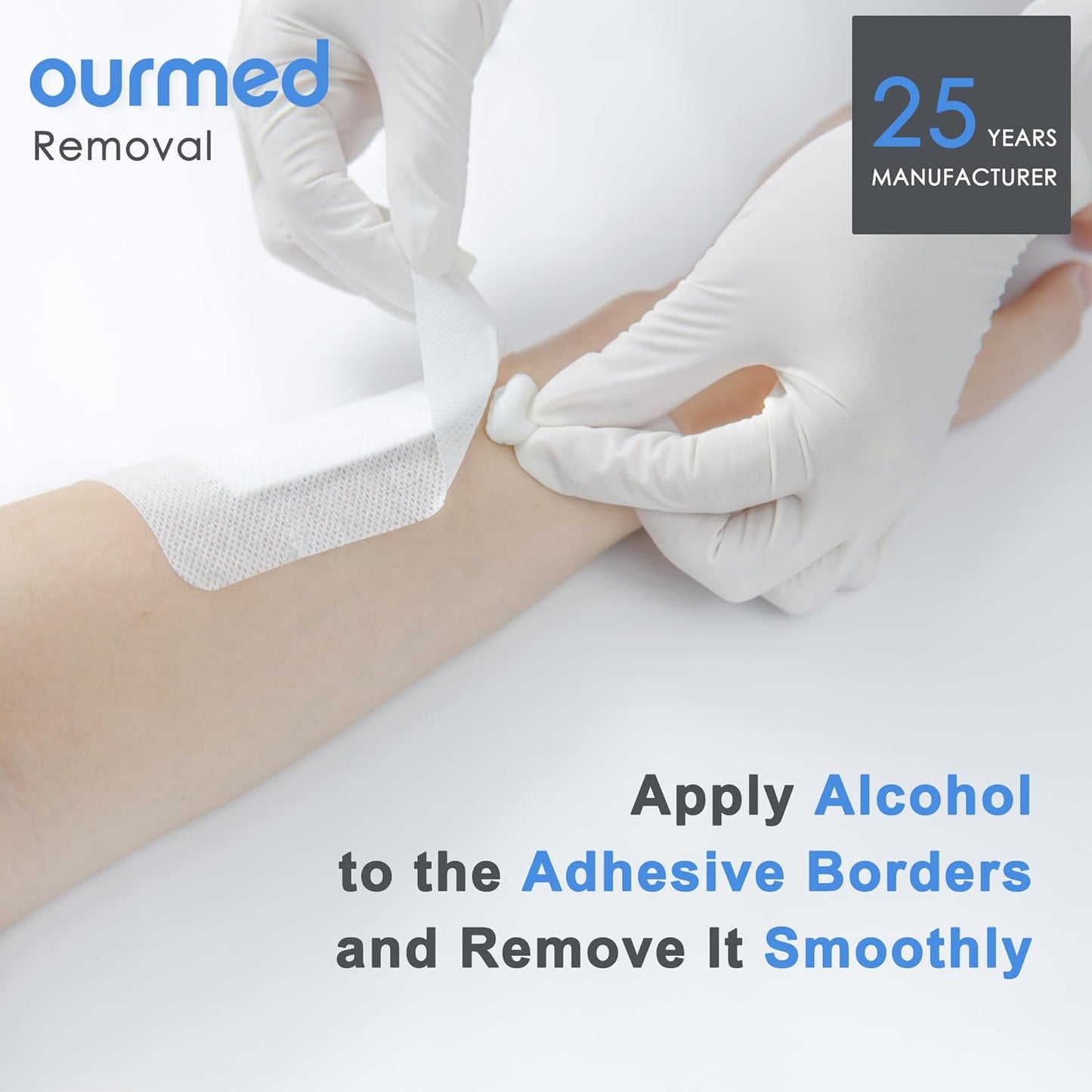 Island Dressing Bordered Gauze 6"x 6"(4"x 4" Absorbent Pad), Pack of 25, Self-Adhesive Sterile Sensitive Dressing with Absorbent, Latex& Rubber- Free, for Cuts and Scratches