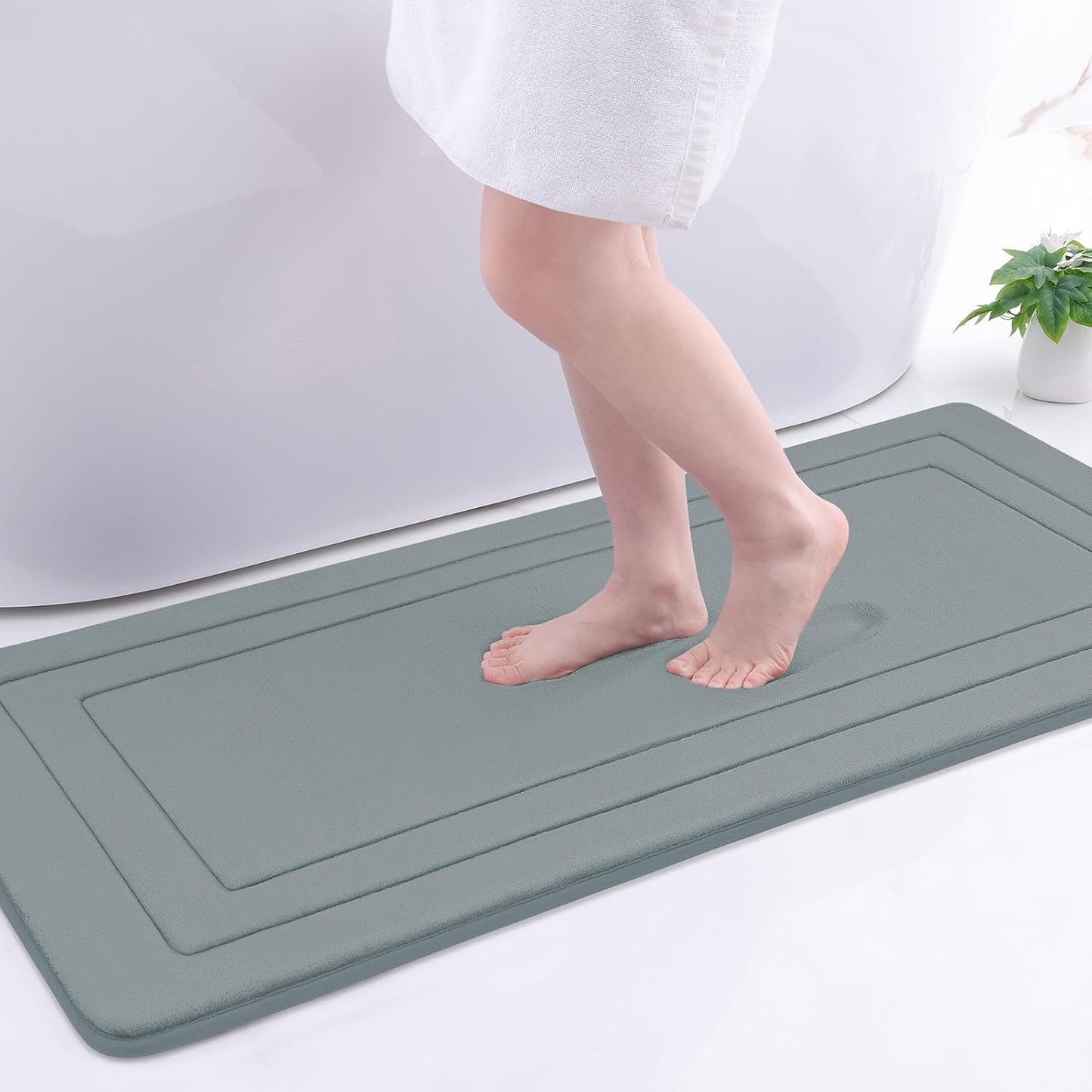 Arotive Memory Foam Bathroom Rug Mat 47x20, Ultra Soft and Absorbent Bath Mat, Machine Wash Dry, Comfortable Bath Rug Carpet for Bathroom Floor, Tub and Shower, Grey