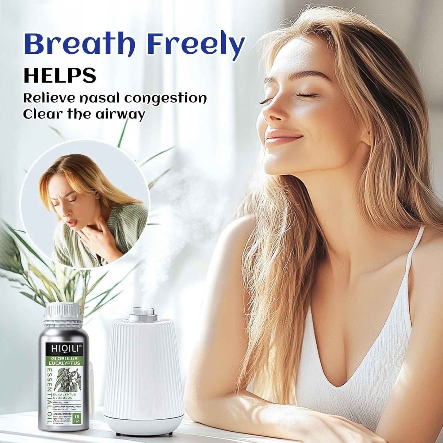 HIQILI Eucalyptus Essential Oil for Spray, Diffuser & Skin, 100% Pure Undiluted - 16 Fl Oz