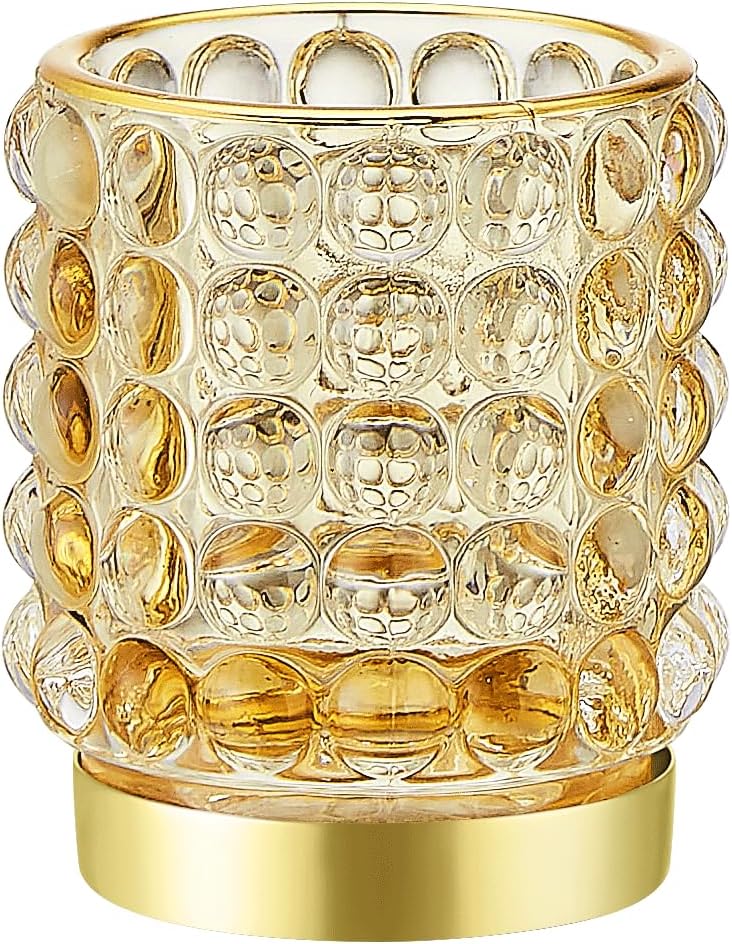 Makeup Brush Holder Organizer,Toothbrush Holders,Desk Pen Pencil Holder,Multifunctional Vintage Glass Brush Cup(A38-6-US/Gold/S)