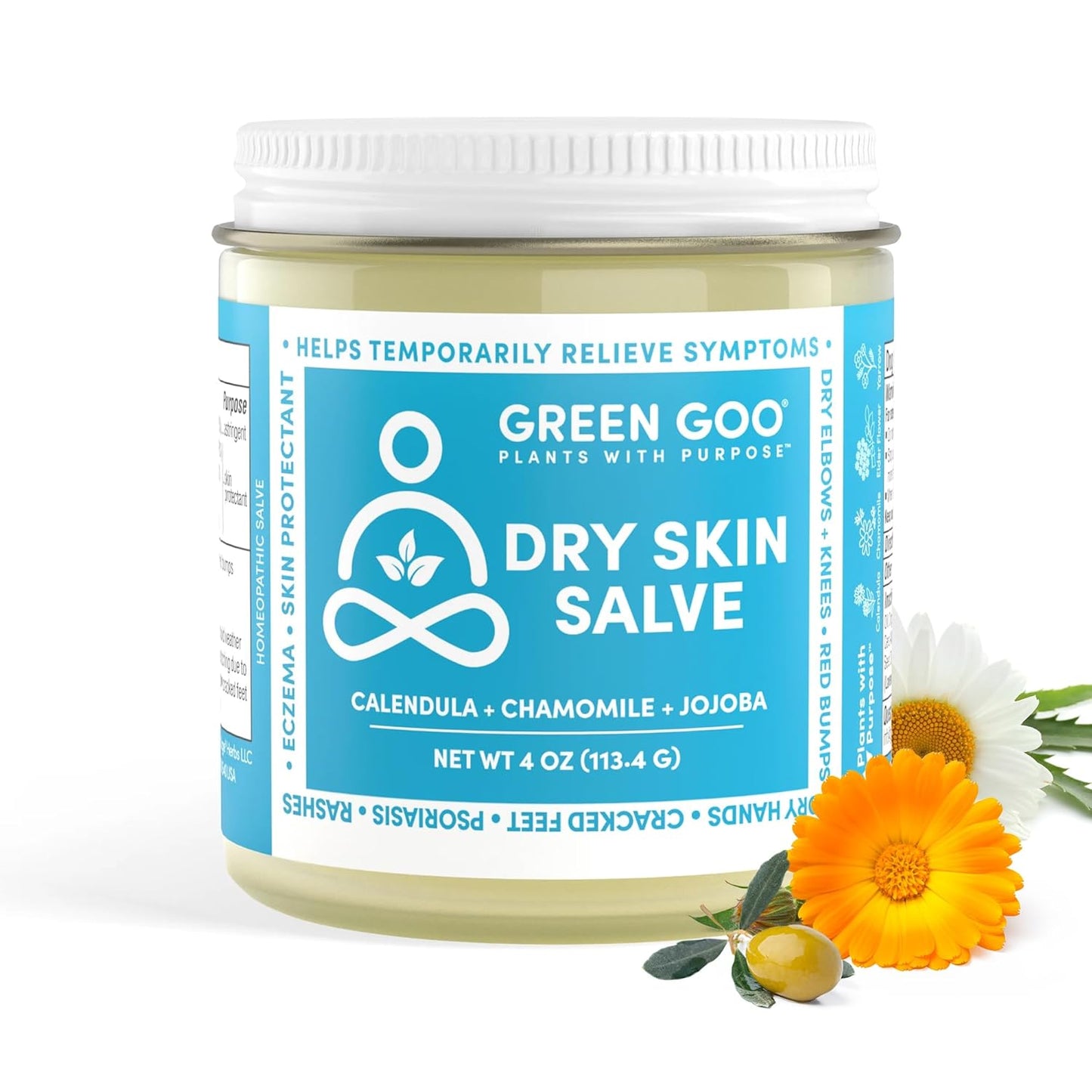 Green Goo Dry Skin Salve, All-Natural Moisturizer for Hydrating The Body & Face, Helps Alleviate Symptoms of Chronic Skin Conditions, 4 Oz