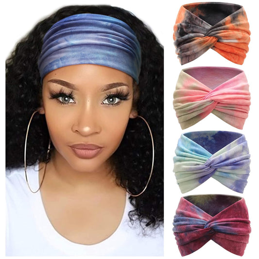 Extra Wide Headbands for Women Large Turban Headband Non Slip Boho Elastic Hairband Hair Twisted Knot Head Bands Accessories